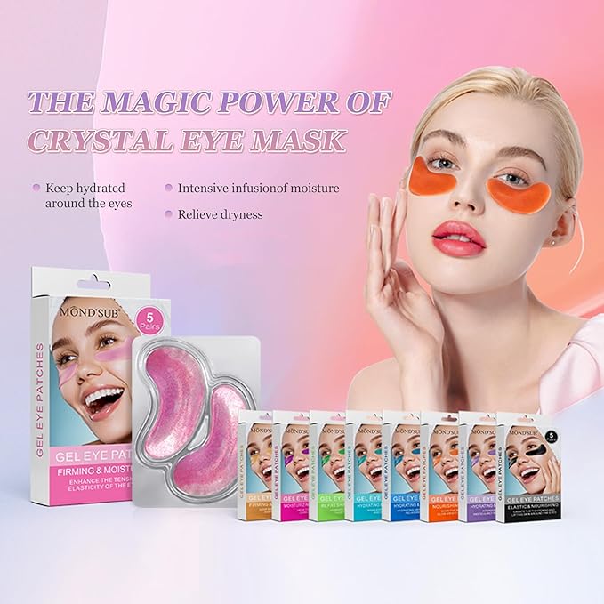 Premium Under Eye Patches, Gel Eye Patches Hydrating & Refresh for Puffy Eyes, Under Eye Bags & Dark Circles, Natural Collagen Eye Gels Pads, Crystal Anti-Aging Eye Mask (Light blue)-VivaGrace Women