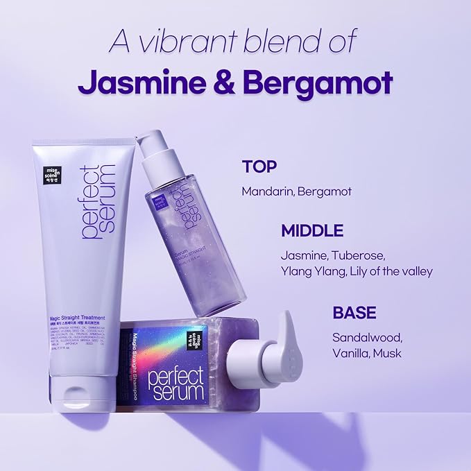 Mise En Scene Magic Straight Perfect Serum - Anti Frizz Hair Straightening Serum with heat protectant for straightener, hair tamer oil, Coconut Oil for Smooth, Silky, and Shiny Hair, 2.71 Fl Oz-VivaGrace Women