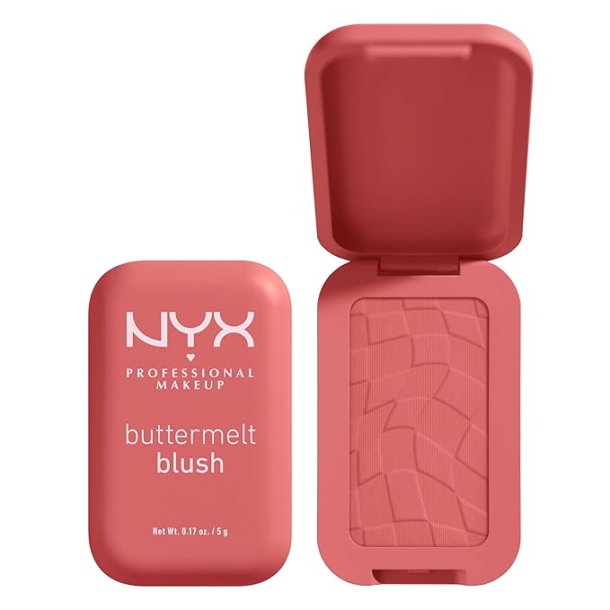 NYX PROFESSIONAL MAKEUP Buttermelt Powder Blush, Fade and Transfer-Resistant Blush, Up to 12HR Make Up Wear, Vegan Formula - Feeling Butta-VivaGrace Women