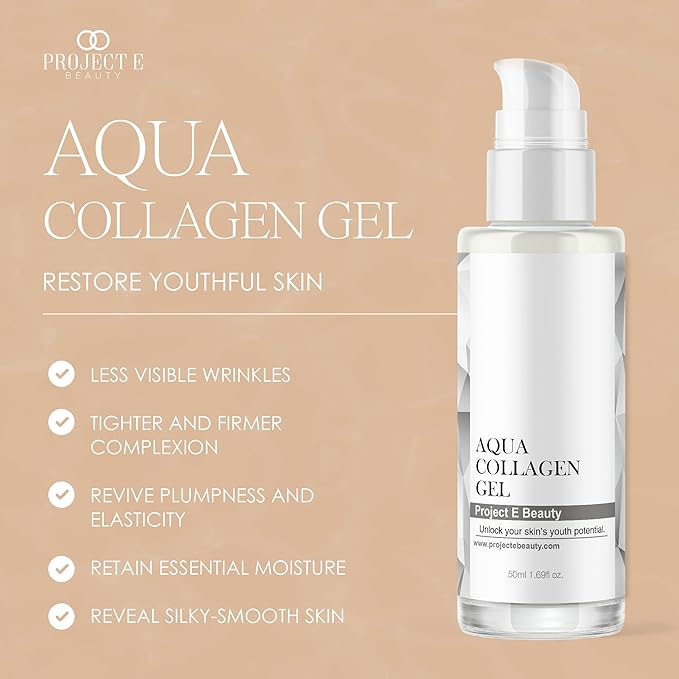 Project E Beauty Aqua Collagen Gel 24-Hour Hydration | Anti-Aging Brightening Treatment | Hydrating & Moisturizing Facial Skincare | Anti-Wrinkle Body Lotion | For Dry or Rough Skin | 50ml-VivaGrace Women