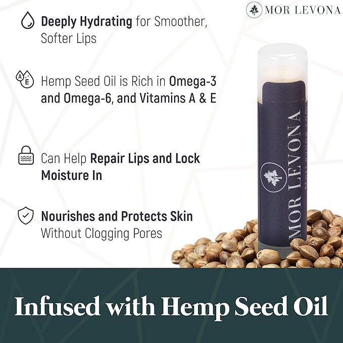 Organic Hemp Lip Balm - USDA Certified Organic All Natural Lip Balm - Hemp Lip Moisturizer Soothes, Hydrates, Nourishes, and Protects Dry, Chapped Lips - Natural Vanilla Flavor (3-Pack)-VivaGrace Women