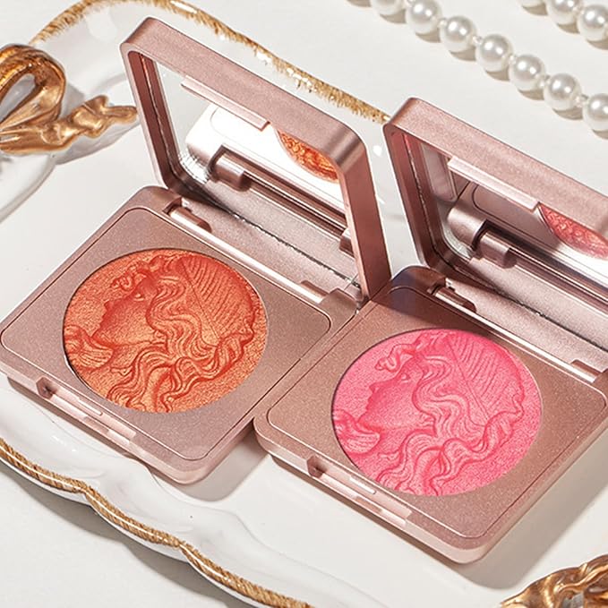 Embossed Smooth Powder Blush Palette for Cheeks,Matte Face Powder Blush Palette,Embossed Girl Blush for Cheeks,Natural Nude Long Lasting Powder Blush Palette for All Skins(Pink+Orange)-VivaGrace Women