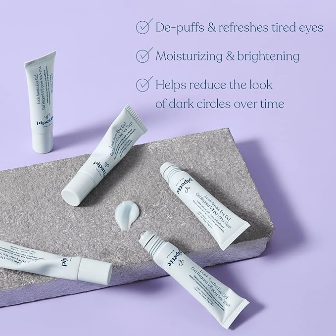 Pipette Look Awake Eye Gel - Eye Roller for Puffiness, Wrinkles, Dark Circles under Eye Treatment for Women, Unique Peptide Formula with Moisturizing Squalane, Hypoallergenic, 0.5 fl oz-VivaGrace Women