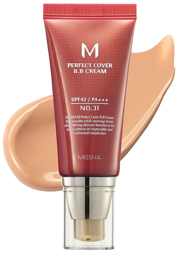 MISSHA M Perfect BB Cream No 31.Golden beige for medium/deep with neutral skin tone SPF 42 PA +++ 1.69 Fl Oz - Tinted Moisturizer for face with SPF-VivaGrace Women