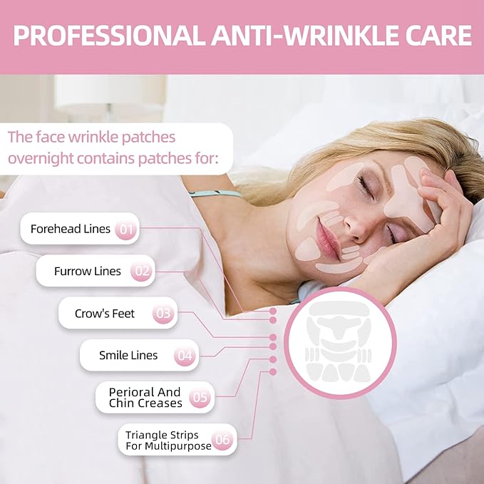 Face Wrinkle Patches – for Forehead Lines, Frown Areas, Smile Creases & Fine Signs – Overnight Anti-Aging Facial Stickers to Smooth Skin, Safe and Gentle for All Skin Types, 160 Pcs Included-VivaGrace Women