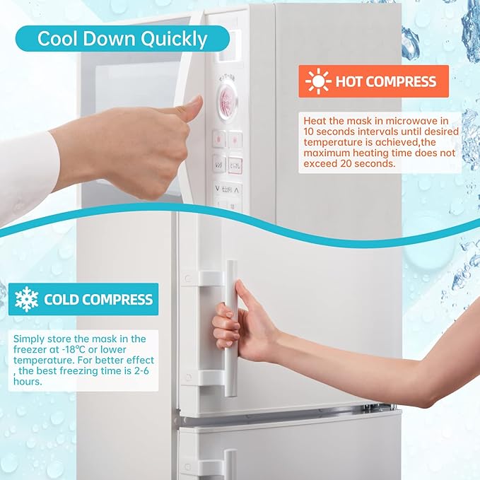 Ice Face Mask Reusable and Cold Gel Eye Mask for Puffiness/Dark Circles/Eye Bags/Dry Eyes/Headaches/Migraines/Stress Relief, Ice Pack for Eyes & Face (Blue)-VivaGrace Women