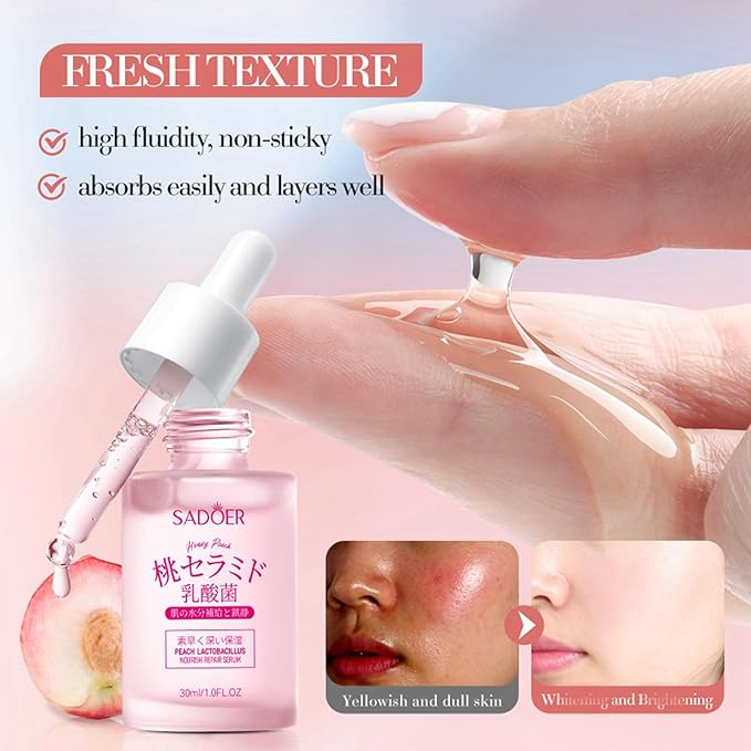 Peach Skincare Sets For Teen Girls, Complete Skin Care Routine With Facial Moisturizer, Face Cleanser, Face Mask, Peach Serum, Hand Cream & Toner, 7-In-1 Facial Skincare Set For Women-VivaGrace Women