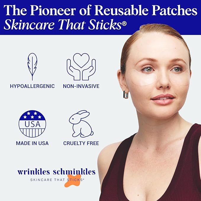 Wrinkles Schminkles Under Eye Wrinkle Starter Pack - Set of Reusable Under Eye Wrinkle Patches (3 pairs) + Silicone Patch Cleanser (2 oz) for Smoother Under Eyes & Fresh Look-VivaGrace Women