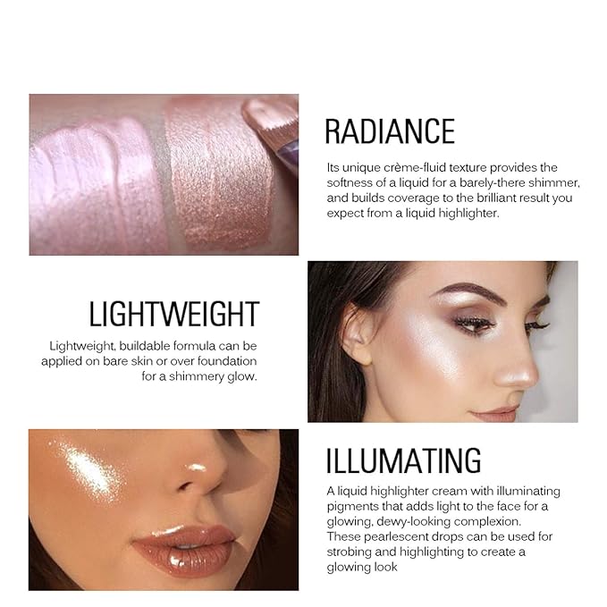SACE LADY Liquid Highlighter Makeup Set Shimmer And Shine Ultra-Smooth Radiant Illuminator Kit For Face Cheekbone Body Glow Bronzer Glitter Illuminating Highlighters Makeups 3 Pack (3×6ml/0.2Fl Oz)-VivaGrace Women