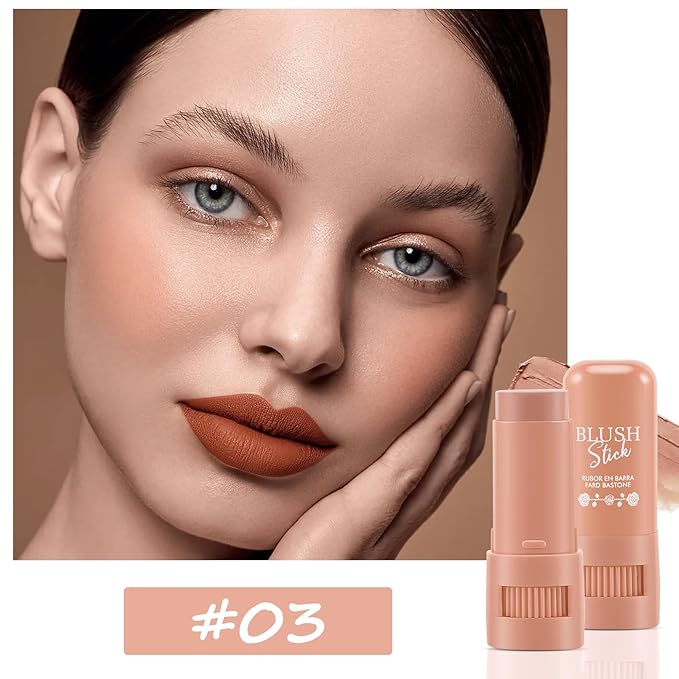 Cream Blush Makeup,Buildable Blush Stick for Cheeks,Matte Finish,Long Wear,Easy Application,Lightweight Multi Stick-VivaGrace Women