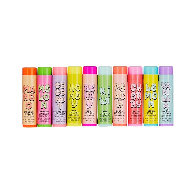 Expressions 10pc Fruity Lip Balm Collection - Hydrating Lip Balms Infused w/Fresh Fruity Flavors - Vitamin Enriched Nourishing Lip Balm Set-VivaGrace Women