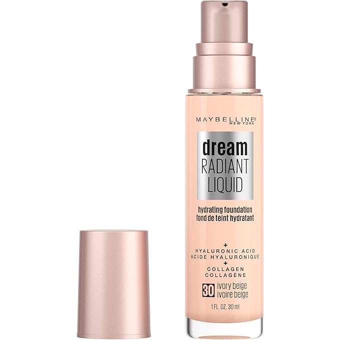 Maybelline Dream Radiant Liquid Medium Coverage Hydrating Makeup, Lightweight Liquid Foundation, Ivory Beige, 1 Count-VivaGrace Women