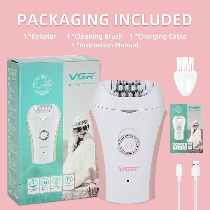 Glabrouse Skin Smooth Glide Epilator for Women,Facial Epilator for Women,Cordless Face Hair Remover with Light,Hair Rmoval for Face Bikini Legs, Body Removal Device-VivaGrace Women