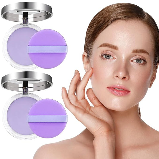 2PCS Oil Control Face Pressed Powder，zxbaers Chillab Lavender Matte Powder，Matte Smooth Setting Powder Makeup, Waterproof Long Lasting Finishing Powder, Flawless Lightweight Face Cosmetics-VivaGrace Women