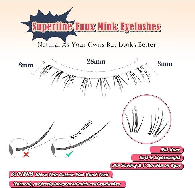 Lashes Natural Bottom Lashes 8mm Lower False Eyelashes Natural Look Strip Lashes Extention Wispy Bottom Eyelashes Fake Lashes Pack 7 Pairs-VivaGrace Women