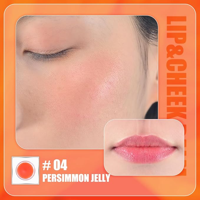 CHARMACY Magic Color Lip & Cheek Balm, PH Color Changing Blusher for Cheeks, Long Lasting Moisturizing Multi Use cream Waterproof Blush Makeup, PERSIMMON JELLY (#04)-VivaGrace Women