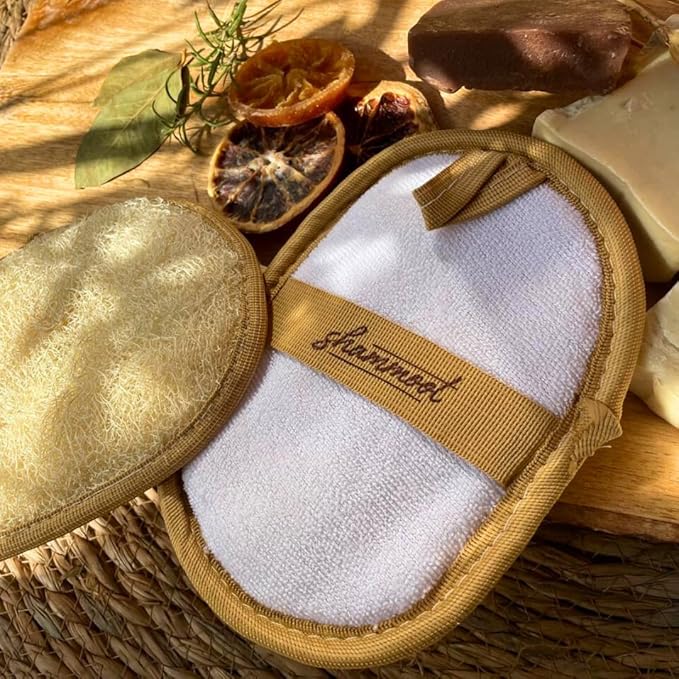 Natural Loofah Exfoliating Body Scrubber – Jordanian Natural Loofah Sponge Exfoliates Face & Body for Healthier Skin – 2-Sided Lufas for Men & Women – Body Wash Scrubber (Pack of 2)-VivaGrace Women