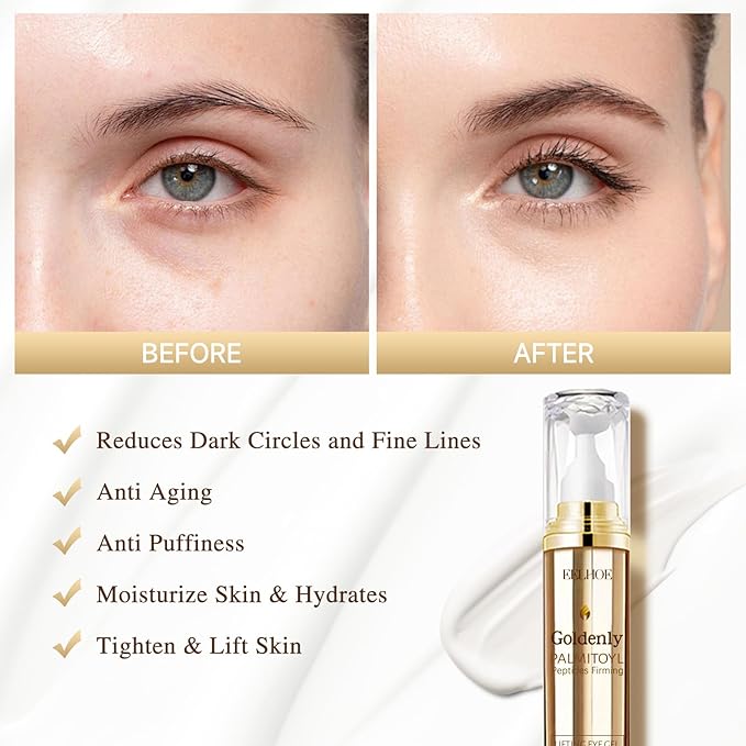 Caffeine Eye Serum Anti Aging, Eye Serum for Dark Circles and Puffiness, Retinol Eye Cream with 360°Massage Ball, Reduce Eye Wrinkles and Fine Lines-VivaGrace Women
