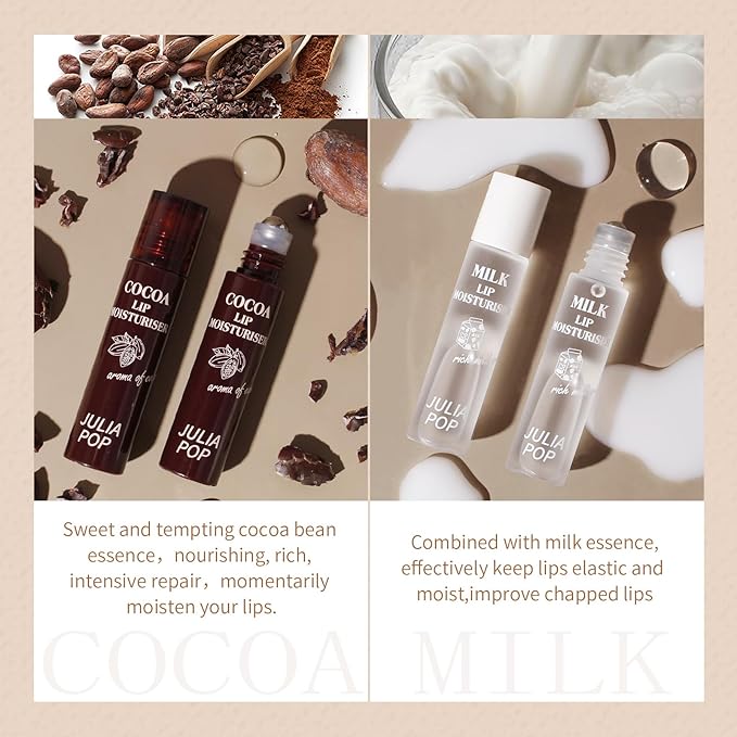 Lip Oil, Lip Balm Set Lasting Moisturizing and Care of your Lips, Lip Sleeping Mask Cracked Dry Lips Moisturize, Coco for Day and Milk for Night（Pack of 2）-VivaGrace Women