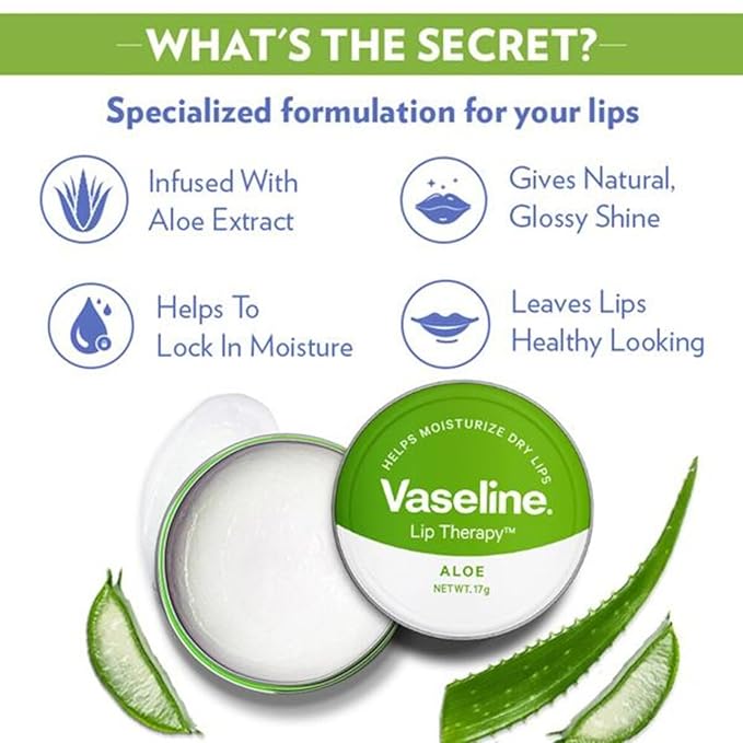 Lip Therapy Aloe Vera Tin 20g - Pack of 2 with OY fidget keyring - Imported from UK-VivaGrace Women