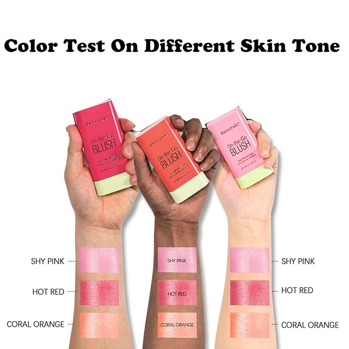 Cream Red Blush Stick,Multi-Use Makeup Milk Blush Stick,Long Lasting Natural Blush Makeup 2-in-1 Cheek and Lip Tint,Waterproof Vegan Tinted Moisturizer Matte Blush Stick for Cheeks and Lip-VivaGrace Women