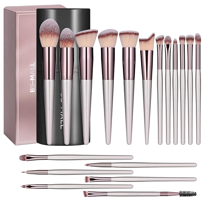 BS-MALL Makeup Brush Set 18 Pcs Premium Synthetic Foundation Powder Concealers Eye shadows Blush Makeup Brushes with black case-VivaGrace Women