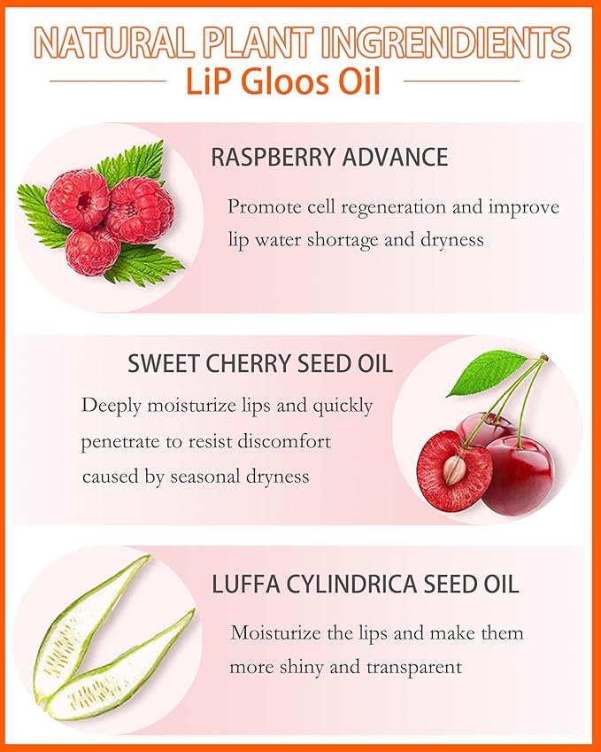 Hydrating Plumping Lip Glow Oil,Tinted Lip Gloss Lip Stain,Glow Reviver Lip Oil,Long Lasting Moisturizing Clear Lip Plumping Oil Tint for Lip Care and Dry Lips,Women's Day Makeup Gift for Women-004-VivaGrace Women