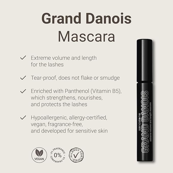 Hypoallergenic Mascara Sensitive Eyes - Smudge-Proof, Sweatproof, Lengthening for Maximum Volume and Length - Vegan and Non Toxic