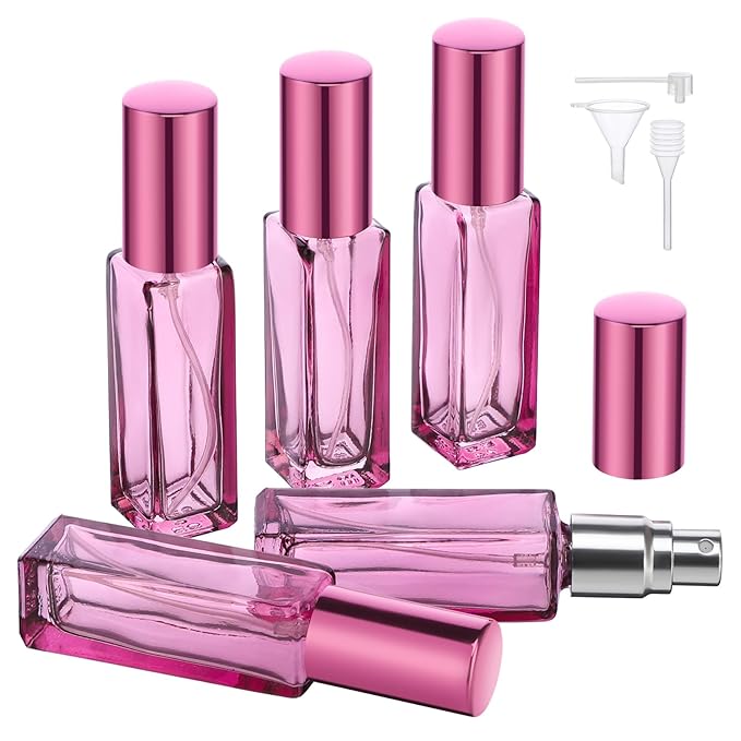 Segbeauty 5pcs Travel Refillable Atomizer, 10ML Empty Sprayer for Perfume, Mini Portable Glass Spray Bottle Dispenser for Cosmetic Accessories, Outgoing Travel Essentials-VivaGrace Women