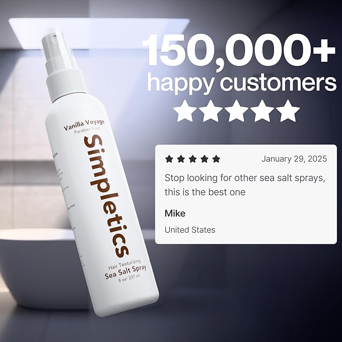 Himalayan Sea Salt Spray for Hair - All Natural, 5 Ingredient Texturizing and Volumizing Product - Beach Look To Add Volume & Texture - Unisex - 240ml-VivaGrace Women