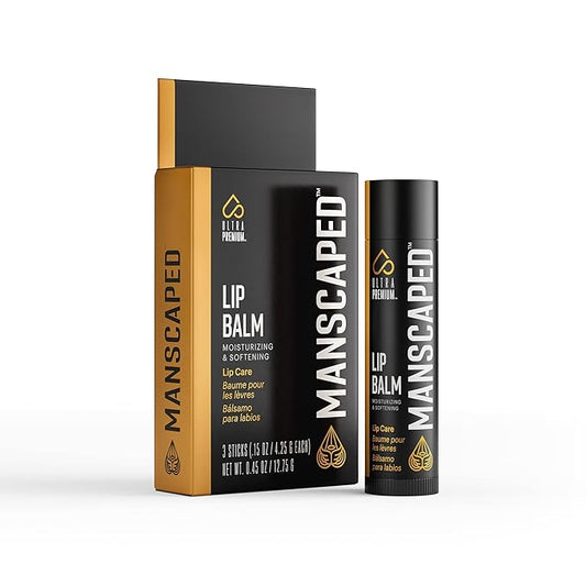 MANSCAPED® Moisturizing and Soothing Lip Balm, Infused with Vitamin E, Peppermint Oil, and Eucalyptus Oil for Chapped Lips, Matte Finish (3-Pack)-VivaGrace Women