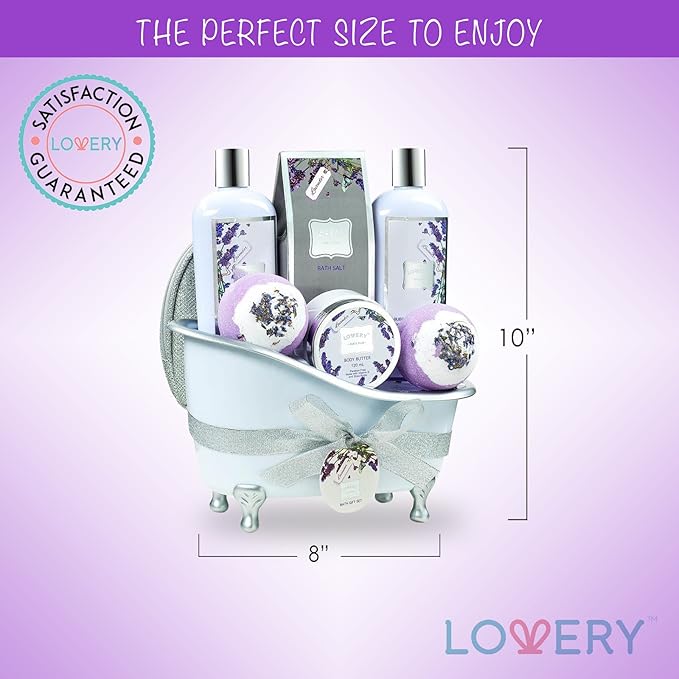 Bath Gift Basket Set for Women: Relaxing at Home Spa Kit Scented - Lavender and Jasmine with Large Bath Bombs, Salts, Shower Gel, Body Butter Lotion, Bath Oil, Bubble Bath, Loofah & More-VivaGrace Women