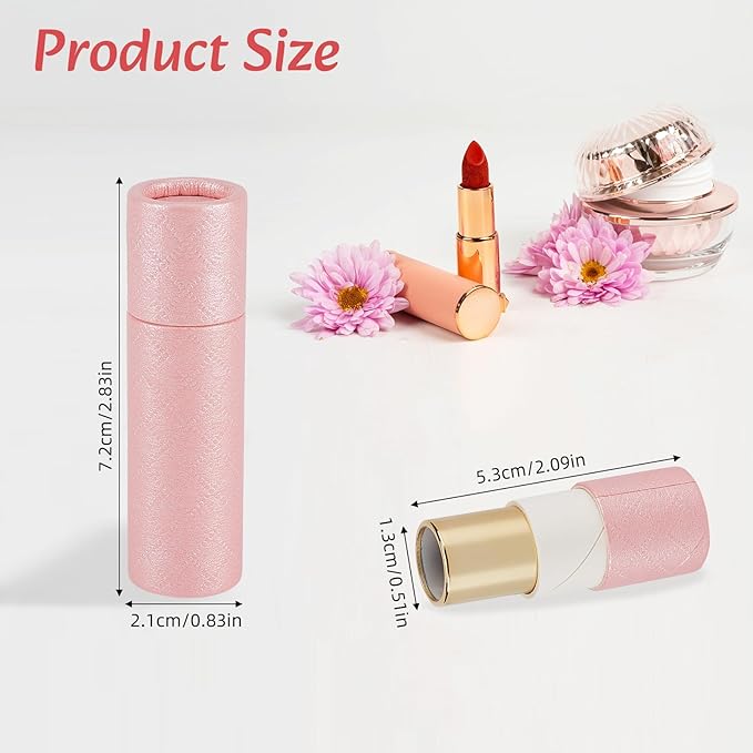 NICENEEDED 10 Pcs Paperboard Lip Balm Tubes, Refillable Paper Lipstick Tube, Round Cardboard Empty Lip Gloss Container Solid Perfume Tube Cosmetic Box for DIY Lip Gloss Balm and Chapsticks-VivaGrace Women