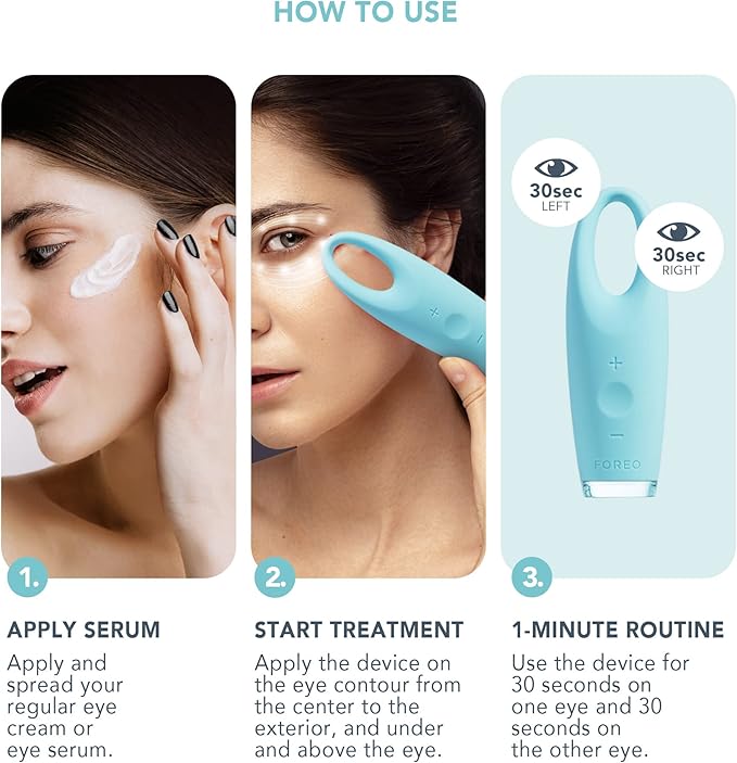 FOREO IRIS Eye Massager Dark Circle Remover & Eyebag Remover Eye Depuffer Anti Aging Increases Absorption of Eye Mask Essences| Waterproof 2-year Warranty Mint-VivaGrace Women