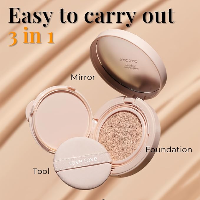 Natural Cover Glow Cushion Foundation | Korean Foundation Makeup | Long-Lasting Buildable Coverage | Lightweight and Moisturizing | Flawless Finish 0.42oz (23N Natural Beige)-VivaGrace Women