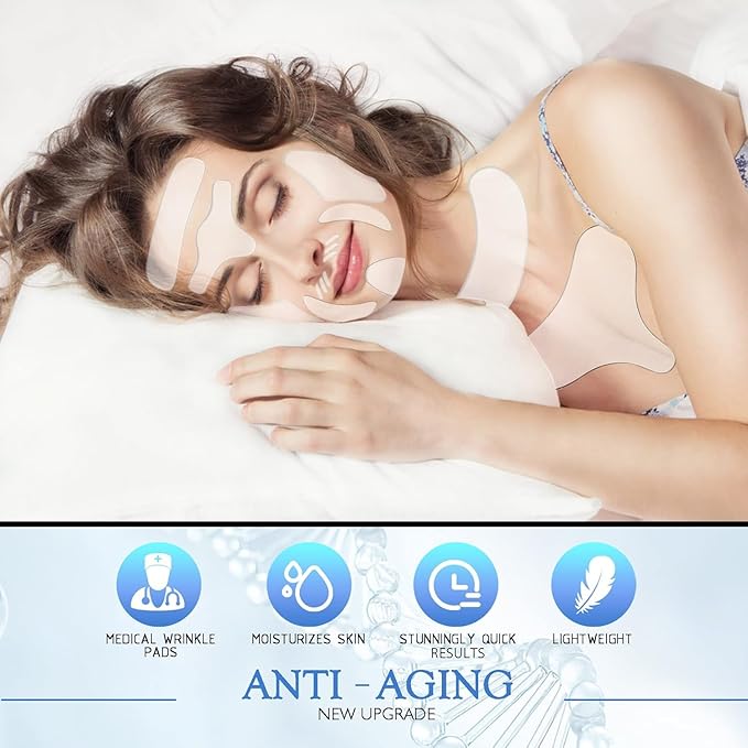 18 Pcs Wrinkle Patches，Reusable Silicone Face, Forehead, Neck & Chest Wrinkle Pads – Anti Aging Overnight Facial Smoothing Pads for Fine Lines, Decollete Care, Skin Rejuvenation-VivaGrace Women