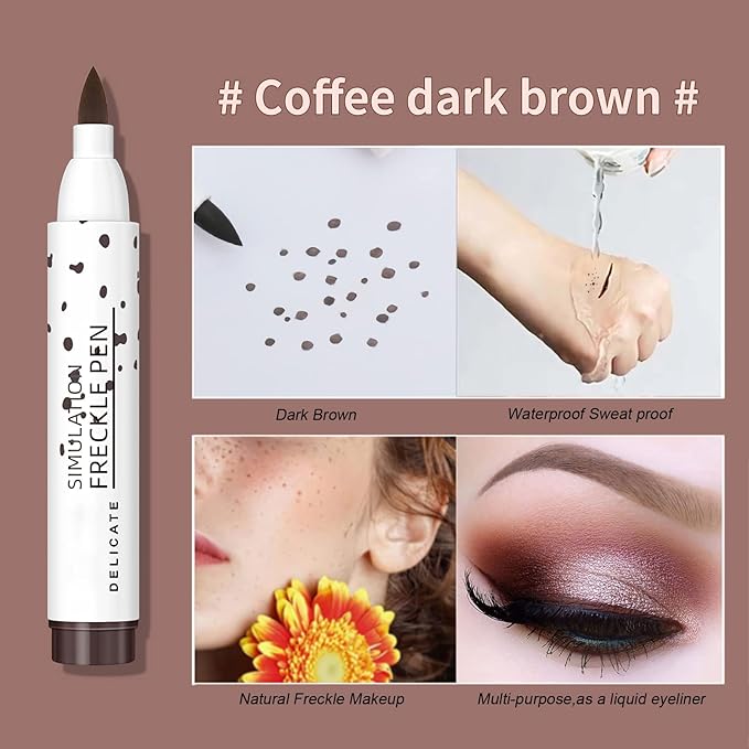 Lifelike Freckle Pen - 2 Colors (Light Brown & Dark Brown), Waterproof, Quick Dry, Soft Dot, Natural, Magic Fake Freckles Makeup Pen-VivaGrace Women