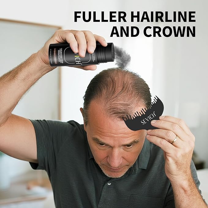 SEVICH Hair Fibers with Spray Applicator - Natural-Looking Hair Thickening Fibers for Men & Women, Instant Fullness, Wind & Water Resistant, Easy Wash Out, 25g (Dark Brown)-VivaGrace Women