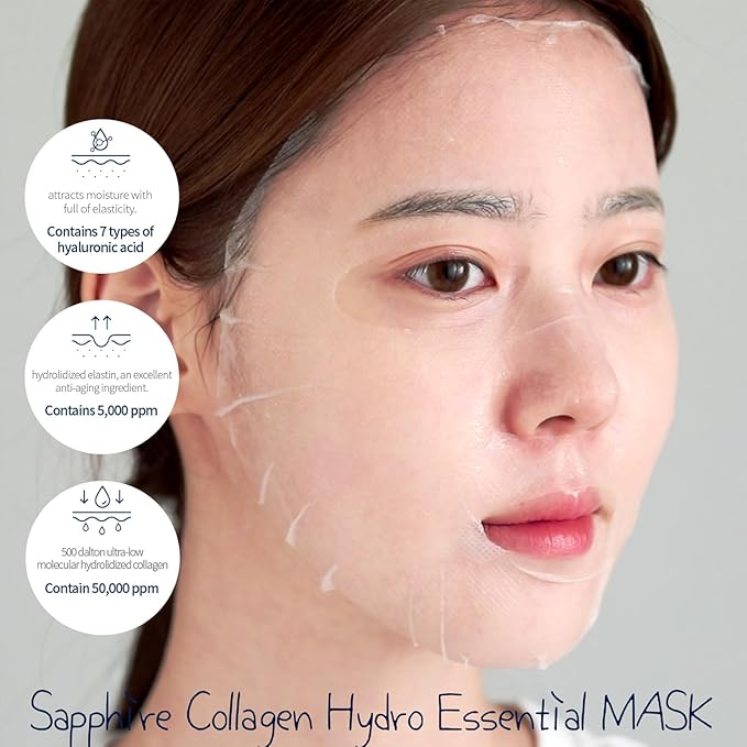 WELLDERMA Sapphire Collagen Hydro Essential Mask 10 Sheets Skin Soothing Calming-VivaGrace Women