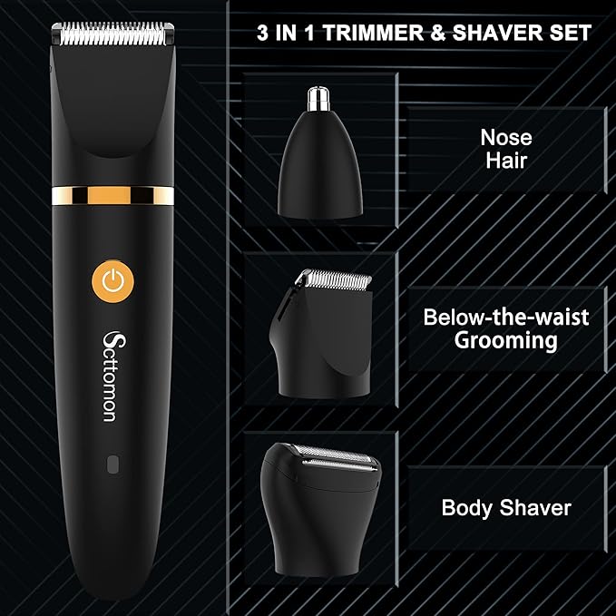 Electric Groin Hair Trim Ball Trimmer for Men Body Shaver Below-The-Waist Groomer Nose Hair Trimmer Waterproof Cordless 3 in 1-VivaGrace Women