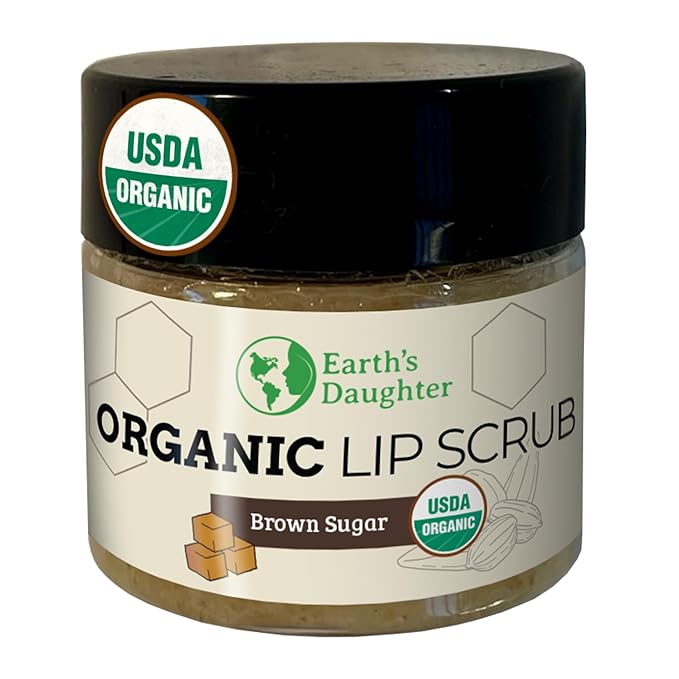 Organic Brown Sugar Lip Scrub – 0.7oz – USDA Organic Lip Exfoliator Scrub for Dry Lips - Fair Trade, Brown Sugar, Jojoba Oil, Beeswax, Coconut Oil - Lip Scrubber Exfoliator For Lip Care-VivaGrace Women