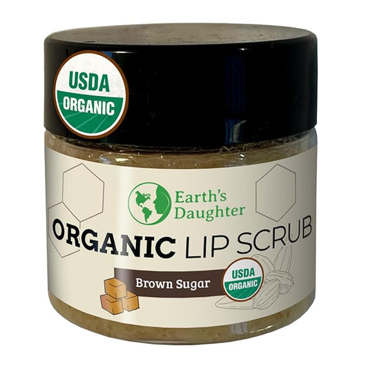 Organic Brown Sugar Lip Scrub – 0.7oz – USDA Organic Lip Exfoliator Scrub for Dry Lips - Fair Trade, Brown Sugar, Jojoba Oil, Beeswax, Coconut Oil - Lip Scrubber Exfoliator For Lip Care-VivaGrace Women