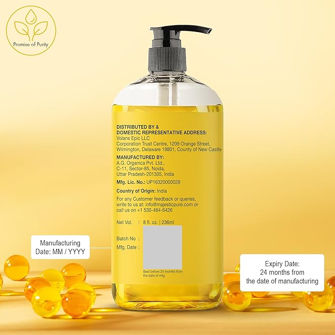 Majestic Pure Vitamin E Oil - 100% Pure & Natural, 20,000 IU | Premium Grade, Cold-Pressed and Tocopherol to Repair Dry, Damaged Skin| Moisturizing Skin, Hair and Scalp 8 Fl Oz-VivaGrace Women