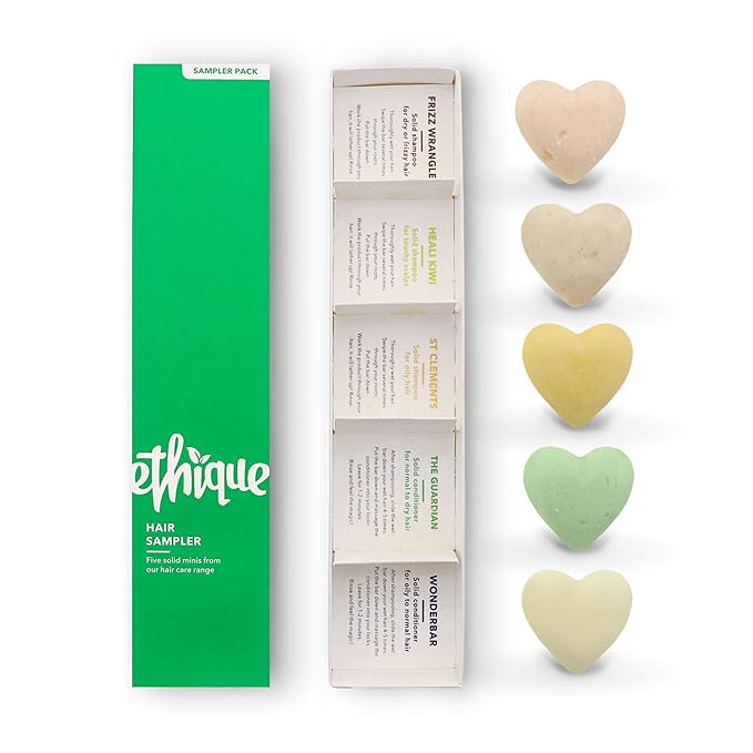 Ethique Hair Sampler - Shampoo & Conditioner - Plastic-Free, Vegan, Cruelty-Free, Eco-Friendly, 5 Travel Bars (Pack of 1)-VivaGrace Women