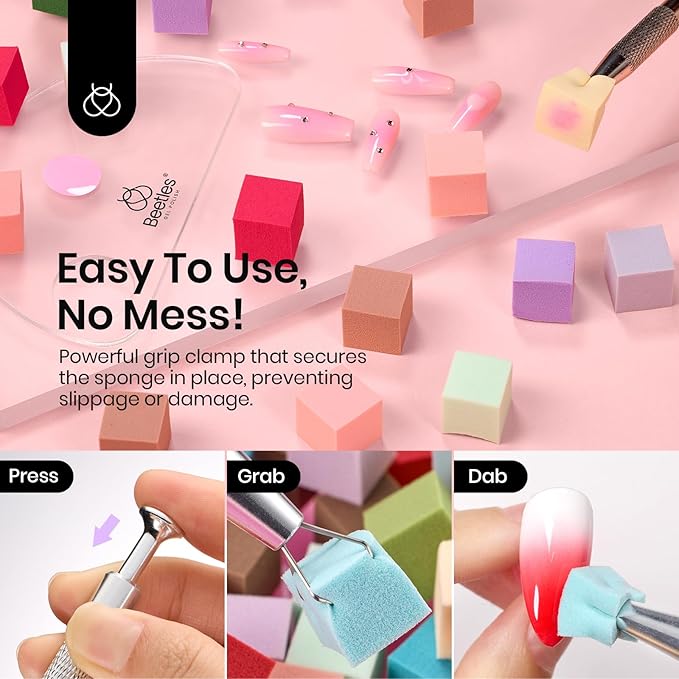 Beetles Gel Polish Soft Nail Sponges for Ombre, 88Pcs Large Size Nail Art Sponges With Grabbing Pen, Ombre Nail Brush to Creat Color Gradient Effect, Manicure Nail Art Tools for Nail Art Design-VivaGrace Women