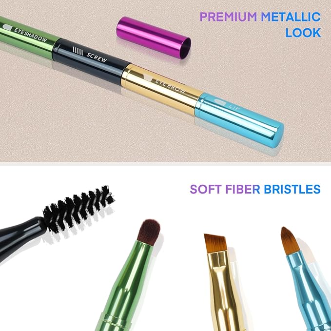 Unaone 4 in 1 Makeup Brush - Lip Brush for Lipstick, Eyebrow, Eyeshadow, Spiral Eyebrow Portable Detachable Multi-functional Lipstick Brush for Makeup-VivaGrace Women