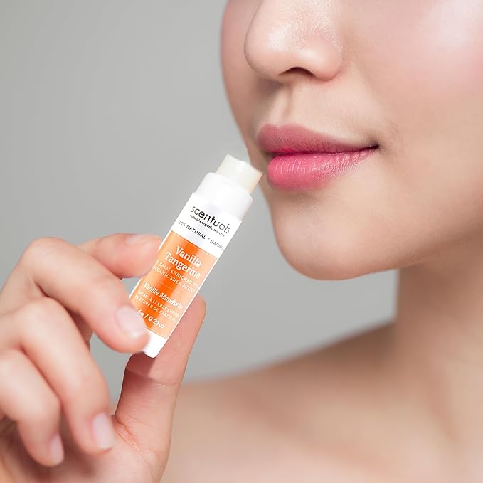 Lip Balm Vanilla Tangerine Set of 3, Made with Shea Butter, Cocoa Butter, Avocado & Jojoba oil, Beeswax, Vitamin E and Essential oil, Moisturizing Lip Care, Cruelty Free Hydration, Natural (3 Pack)-VivaGrace Women