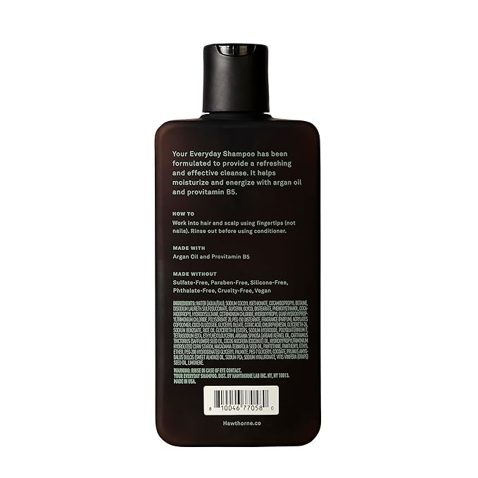 Hawthorne Men's Everyday Shampoo. For Stronger, Healthier Hair with Pure Avocado Oil and Coconut Oil. Mint and Eucalyptus Scent. Natural, Sulfate Free, Paraben Free. 8 fl. oz. 2-Pack.-VivaGrace Women