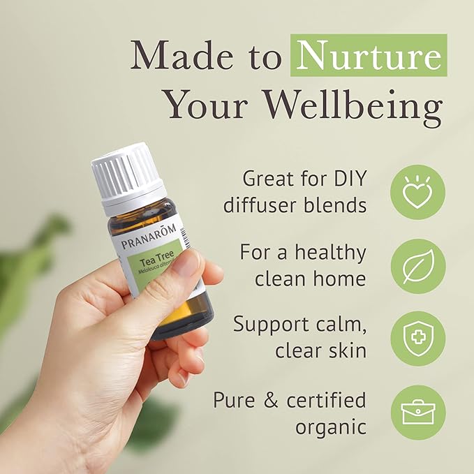 Pranarom USDA Certified Organic Tea Tree Essential Oil (15ml), 100% Pure Undiluted Therapeutic Grade from Zimbabwe for Aromatherapy, Diffuser, Healthy Skin & Hair, Massage, Relaxation-VivaGrace Women