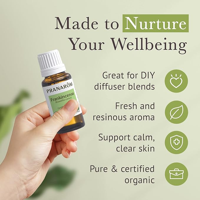 Pranarom USDA Certified Organic Frankincense Essential Oil (15ml), 100% Pure Undiluted Therapeutic Grade from Somalia for Aromatherapy, Diffuser, Skincare, Relaxation, Meditation-VivaGrace Women